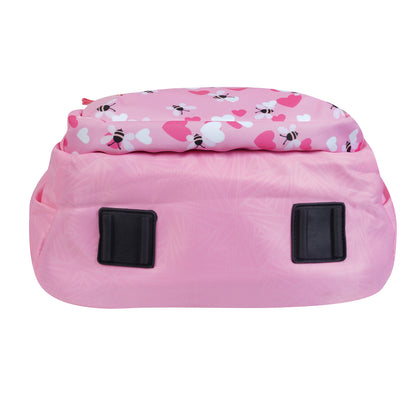 Daikon Dripix Girls School Backpack, Pink, Bee and Heart Print, 49 x 34 x 27 cm, with Side Bottle Pocket