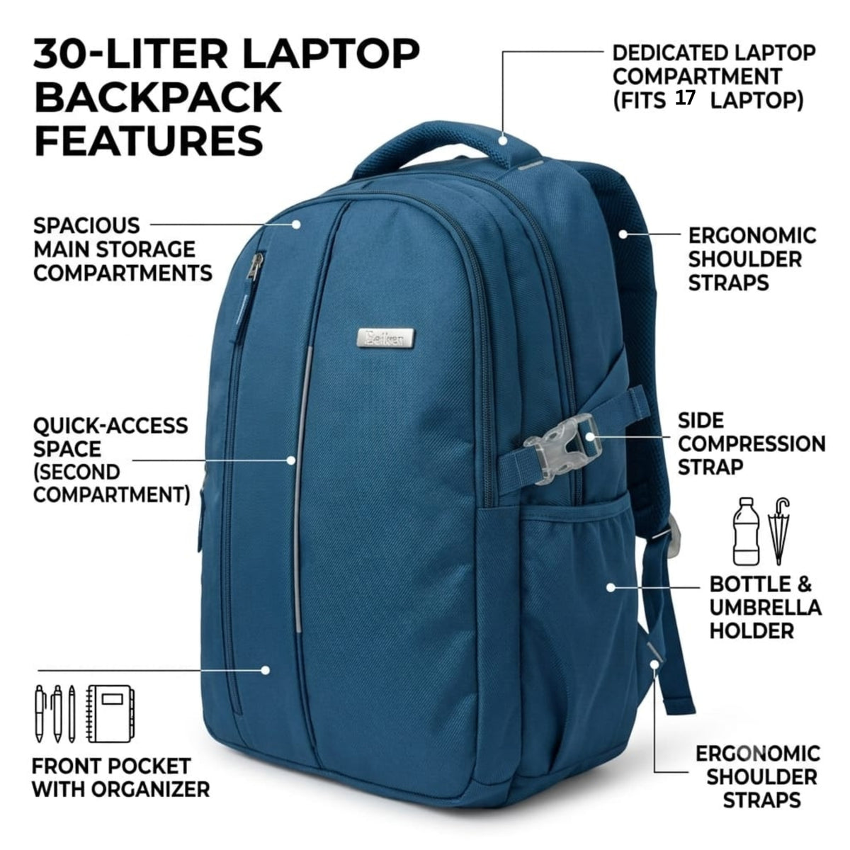 Daikon Laptop Backpack, Fits up to 18 inch