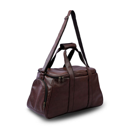 Daikon Brown PU Leather Duffle Bag, Travel Gym Bag