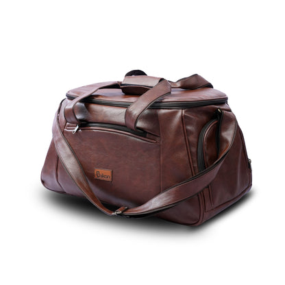 Daikon Brown PU Leather Duffle Bag, Travel Gym Bag