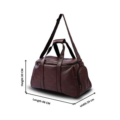 Daikon Brown PU Leather Duffle Bag, Travel Gym Bag