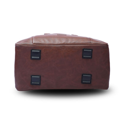 Daikon Brown PU Leather Duffle Bag, Travel Gym Bag