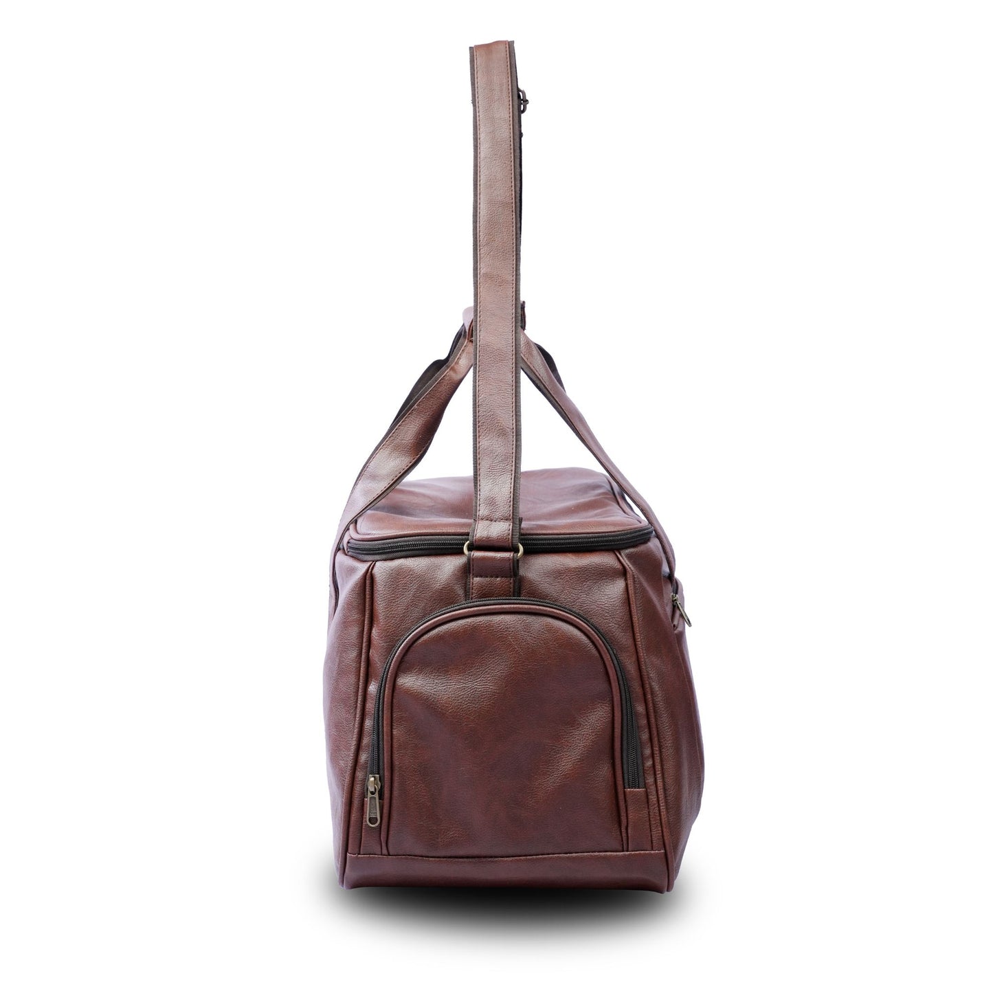 Daikon Brown PU Leather Duffle Bag, Travel Gym Bag