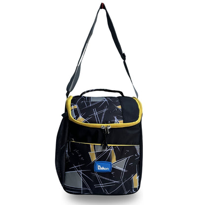 Daikon Insulated Lunch Bag, multi Color Sailboat Print, with Shoulder Strap, Side Mesh Pocket, 29x23x13 cm