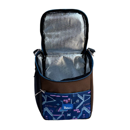 Daikon Insulated Lunch Bag, multi Color Sailboat Print, with Shoulder Strap, Side Mesh Pocket, 29x23x13 cm