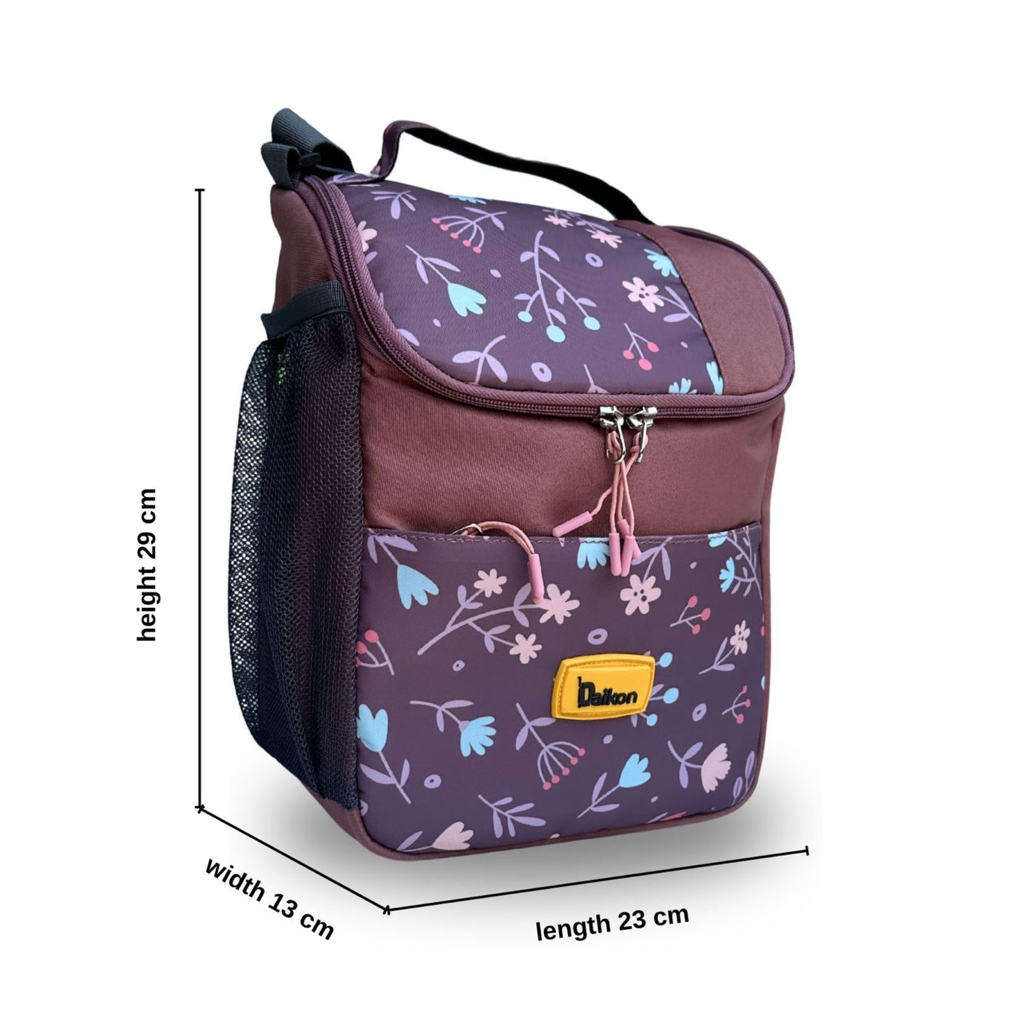 Daikon Insulated Lunch Bag, multi Color Sailboat Print, with Shoulder Strap, Side Mesh Pocket, 29x23x13 cm