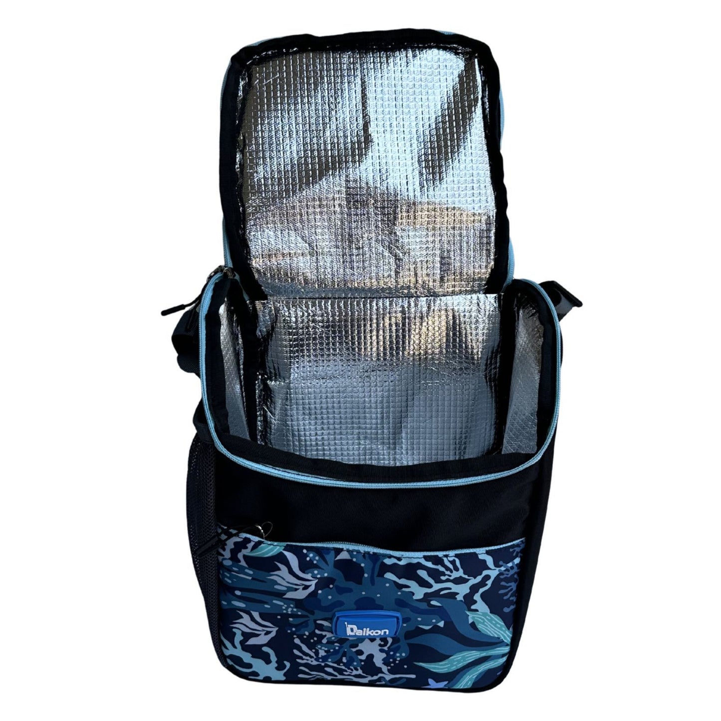 Daikon Insulated Lunch Bag, multi Color Sailboat Print, with Shoulder Strap, Side Mesh Pocket, 29x23x13 cm