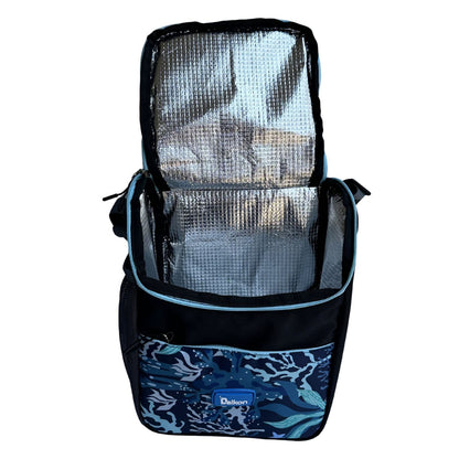 Daikon Insulated Lunch Bag, multi Color Sailboat Print, with Shoulder Strap, Side Mesh Pocket, 29x23x13 cm