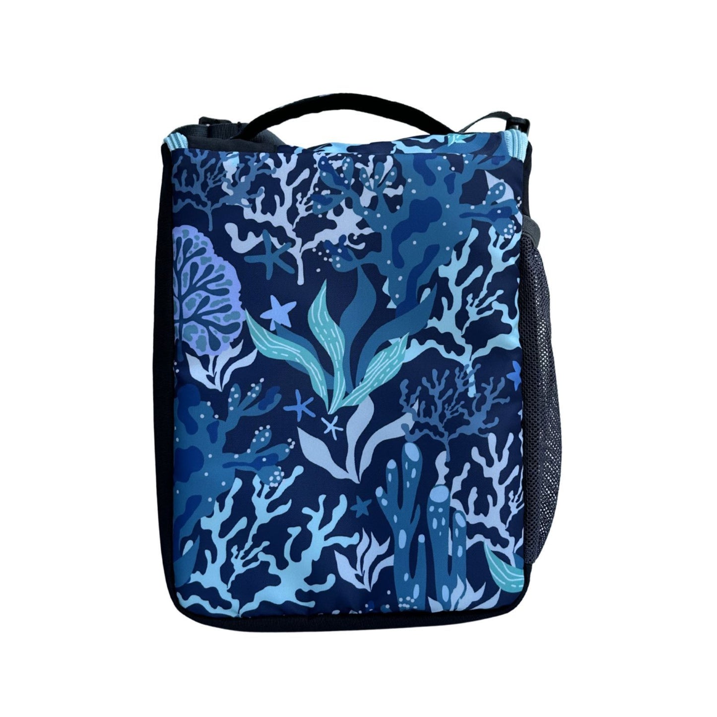 Daikon Insulated Lunch Bag, multi Color Sailboat Print, with Shoulder Strap, Side Mesh Pocket, 29x23x13 cm