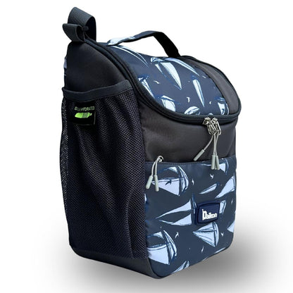 Daikon Insulated Lunch Bag, multi Color Sailboat Print, with Shoulder Strap, Side Mesh Pocket, 29x23x13 cm