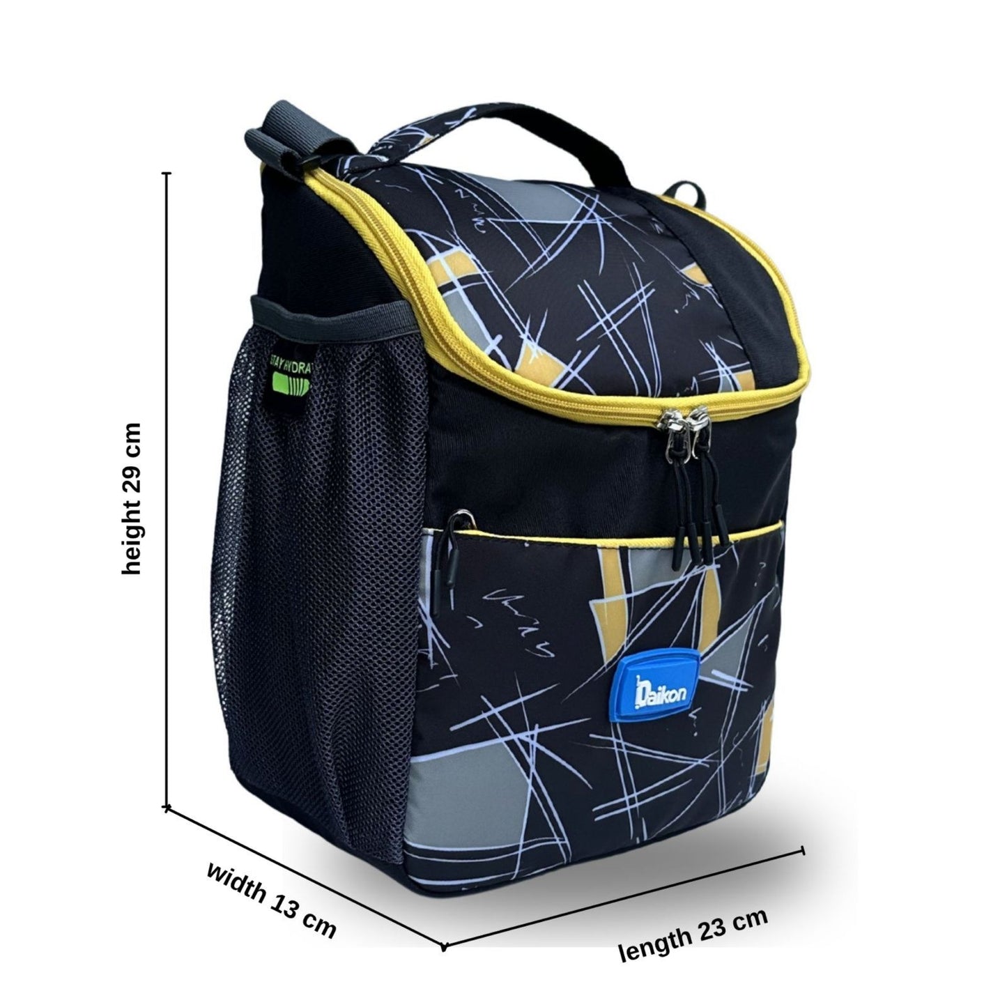 Daikon Insulated Lunch Bag, multi Color Sailboat Print, with Shoulder Strap, Side Mesh Pocket, 29x23x13 cm