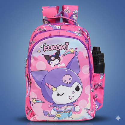kuromi Theme Girls School Backpack, Purple, with Bottle Pocket, 42 cm x 30 cm x 22 cm