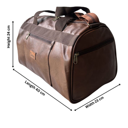 Daikon Black PU Leather Duffle Bag, Gym Bag