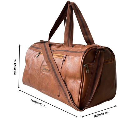 Daikon Black PU Leather Duffle Bag, Gym Bag