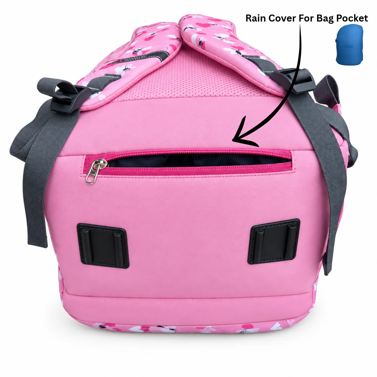 Daikon Girls School Backpack, Pink Bee & Heart Print,