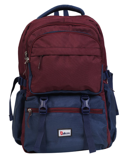 Daikon Large Backpack, Maroon and Navy Blue, Multi-Compartment, 48 x 35 x 24 cm, Travel and College Bag and School Bag