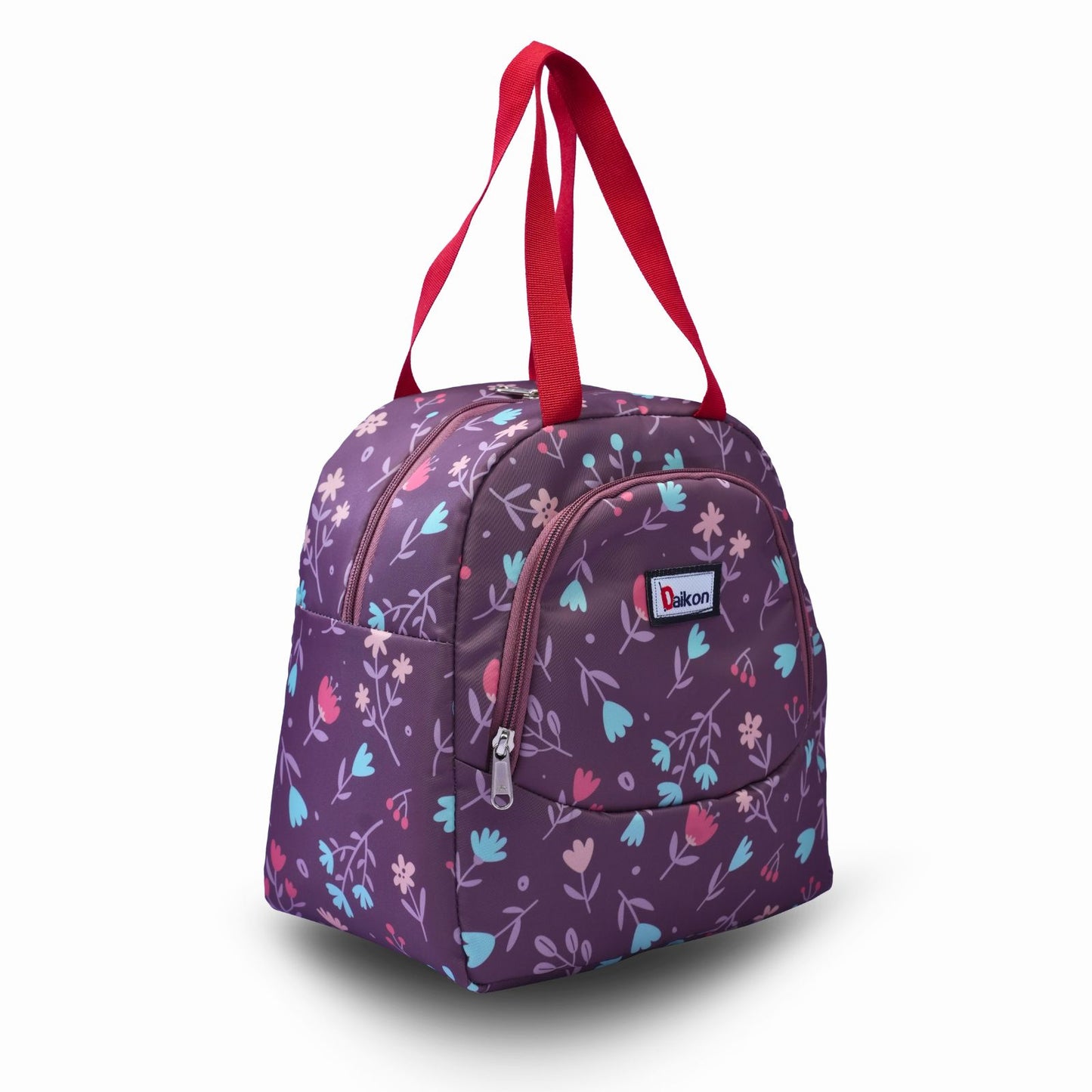 Daikon Kids School Lunch Bag , Purple, Floral and Fox Print