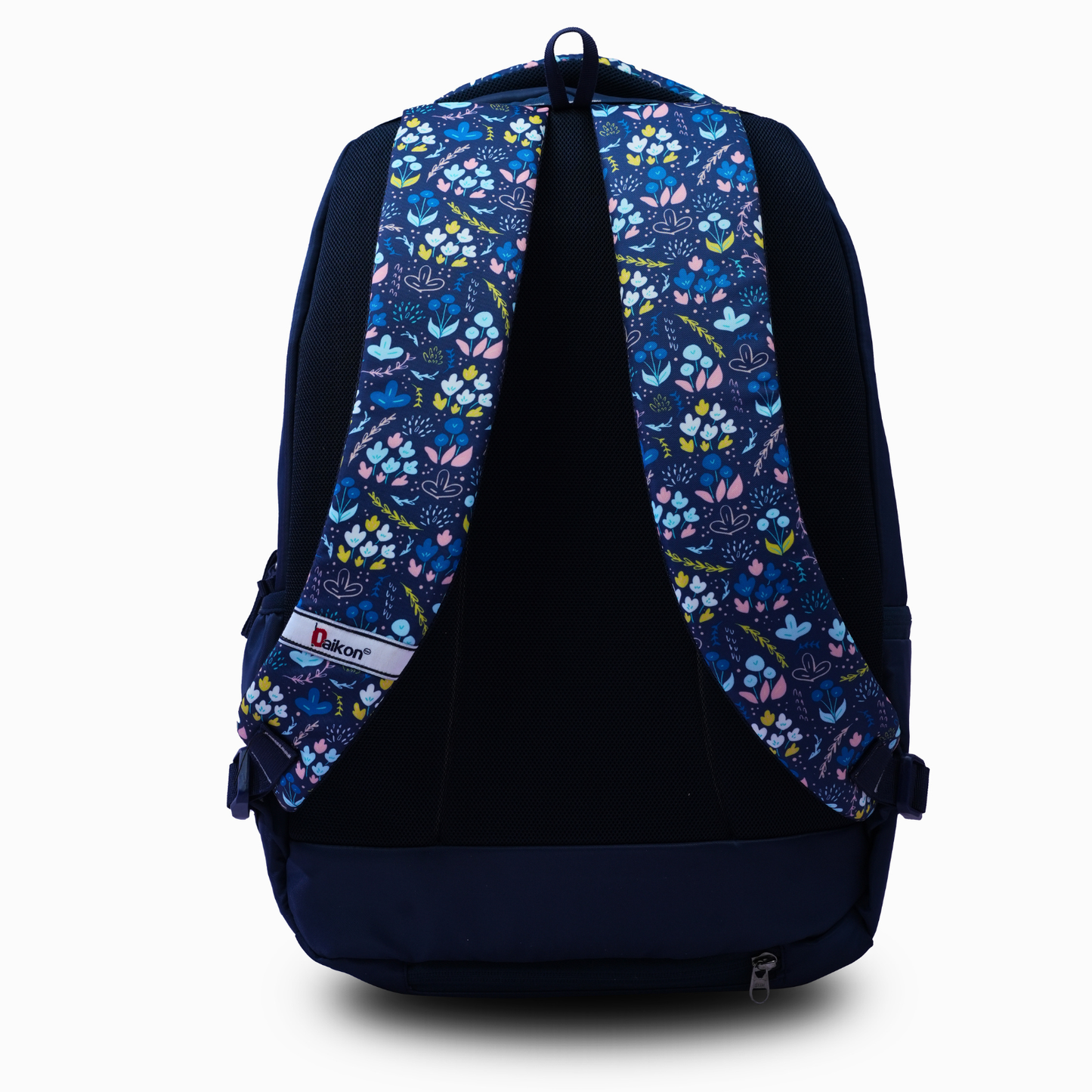 Daikon Floral Print Backpack, Navy Blue, Multi-Compartment, School and Travel Bag. With Rain Cover