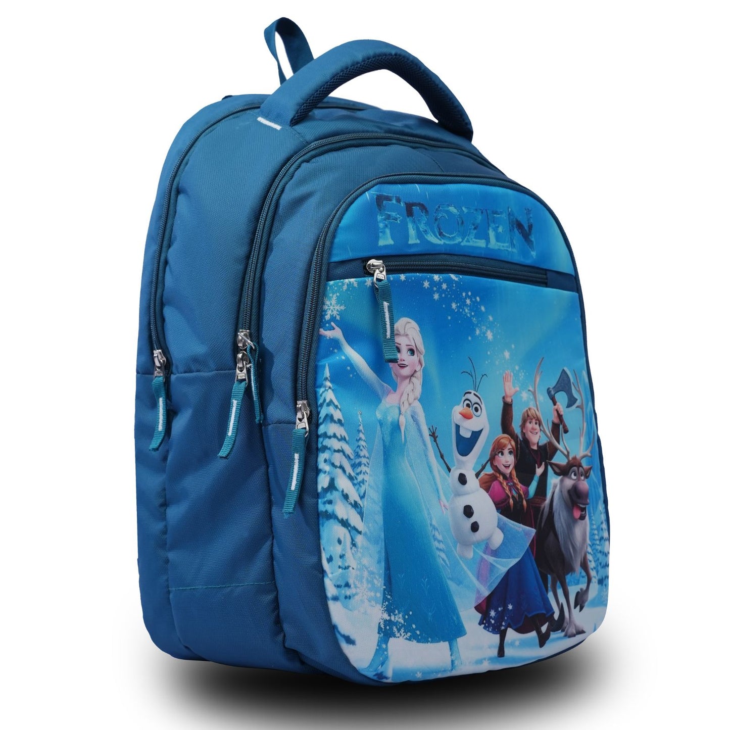 Frozen Theme Kids School Backpack, Blue, 44 x 30 x 23 cm, Elsa & Friends Print, Multi-Compartment