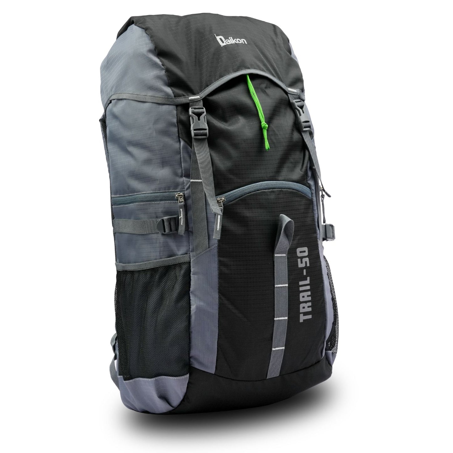 Daikon Trail-50 Hiking Backpack, Black and Grey And green  40 Litres, 690 , gLength 33 cm&nbsp; x Width 20 cm x Height 60 cm