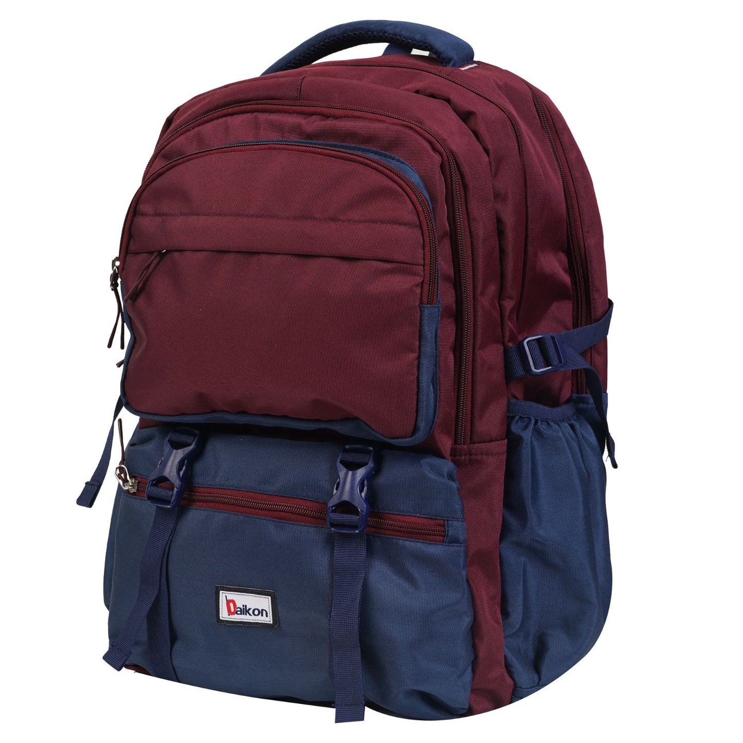 Daikon Large Backpack, Maroon and Navy Blue, Multi-Compartment, 48 x 35 x 24 cm, Travel and College Bag and School Bag