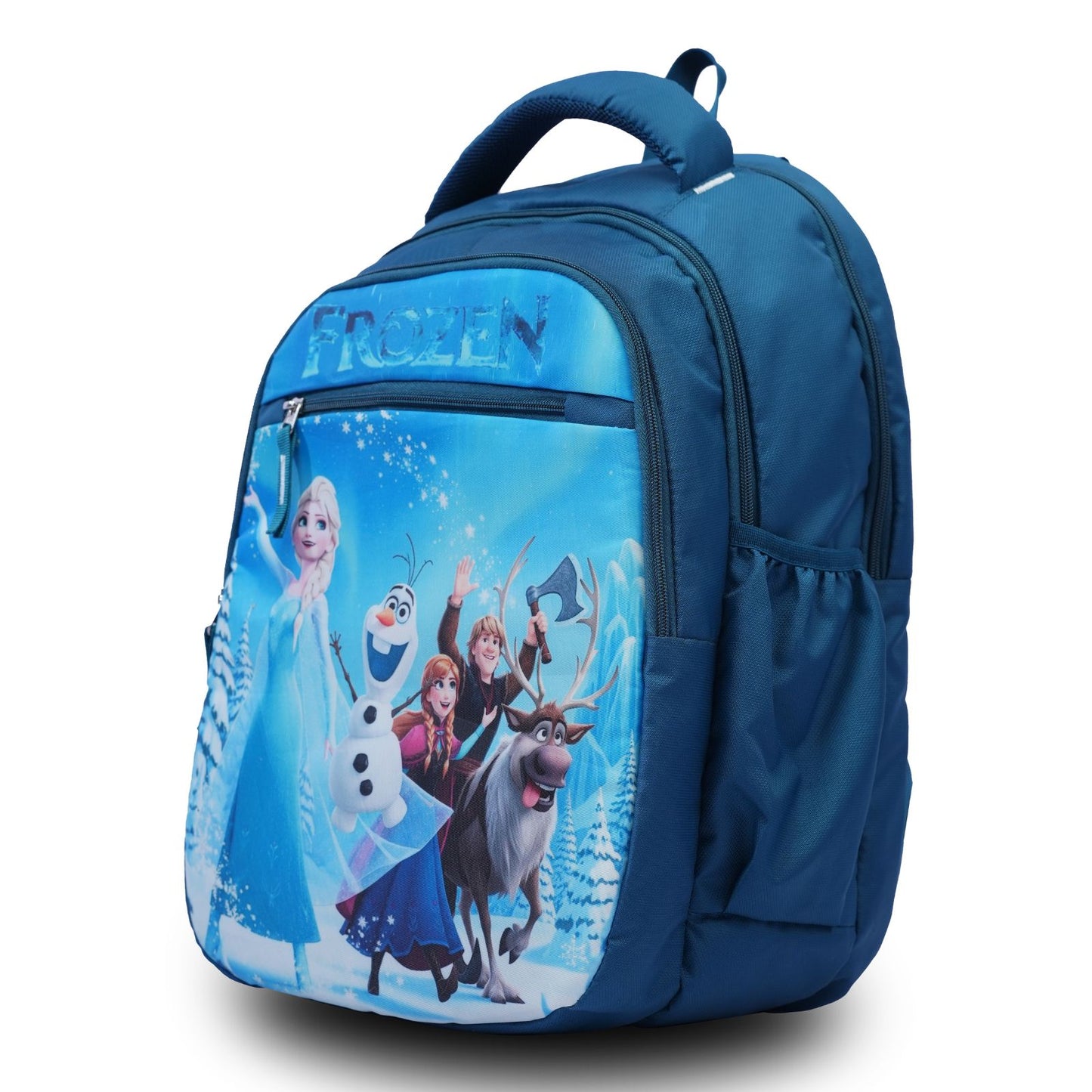 Frozen Theme Kids School Backpack, Blue, 44 x 30 x 23 cm, Elsa & Friends Print, Multi-Compartment
