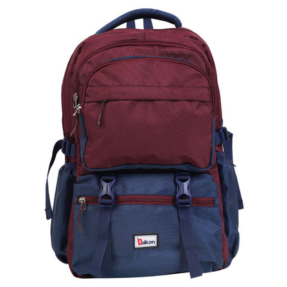 Daikon Large Backpack, Maroon and Navy Blue, Multi-Compartment, 48 x 35 x 24 cm, Travel and College Bag and School Bag