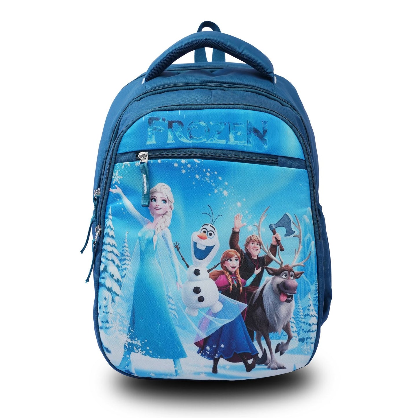 Frozen Theme Kids School Backpack, Blue, 44 x 30 x 23 cm, Elsa & Friends Print, Multi-Compartment