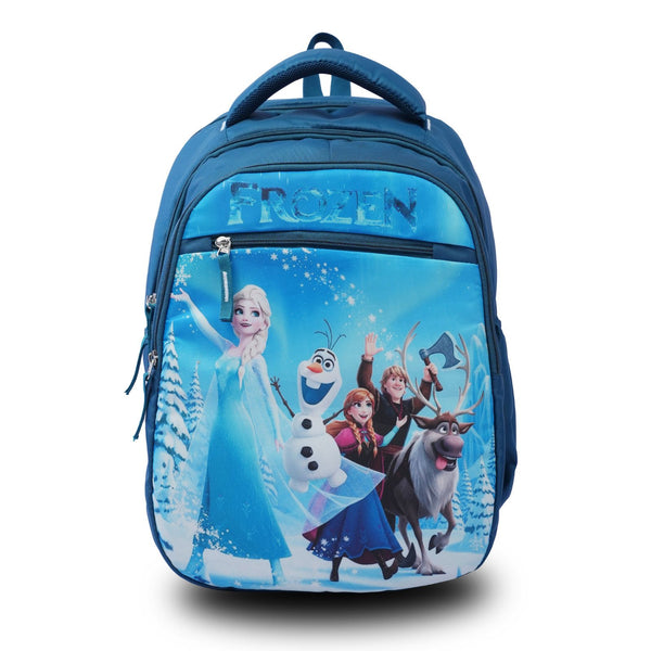 Frozen Theme Kids School Backpack, Blue, 44 x 30 x 23 cm, Elsa & Friends Print, Multi-Compartment