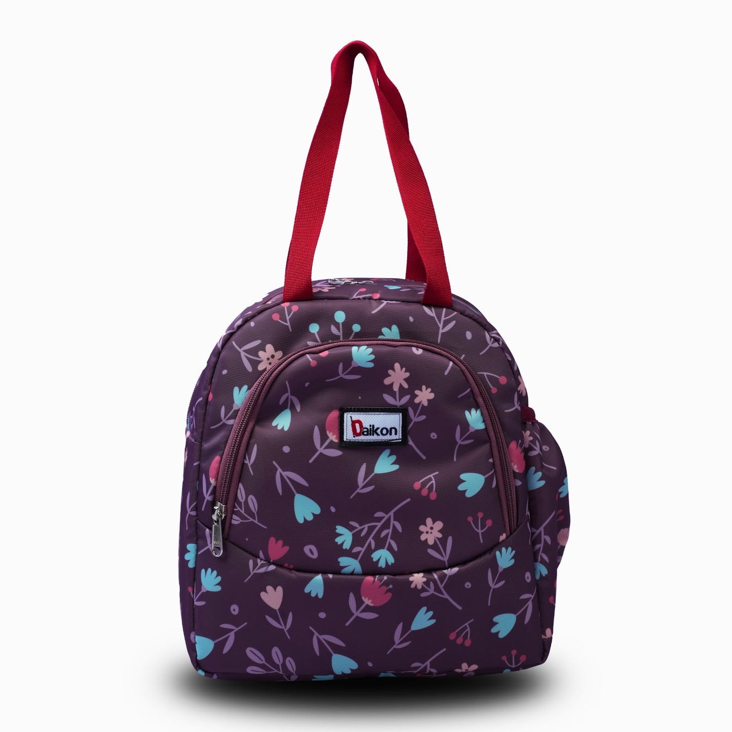 Daikon Kids School Lunch Bag , Purple, Floral and Fox Print
