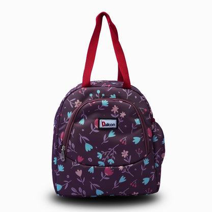 Daikon Kids School Lunch Bag , Purple, Floral and Fox Print