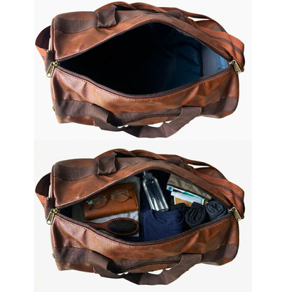 Daikon Black PU Leather Duffle Bag, Gym Bag
