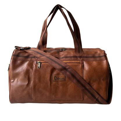 Daikon Black PU Leather Duffle Bag, Gym Bag