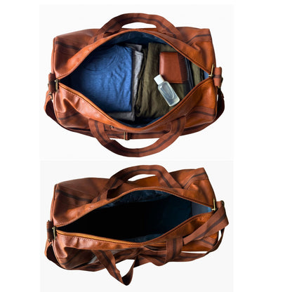 Daikon Black PU Leather Duffle Bag, Gym Bag
