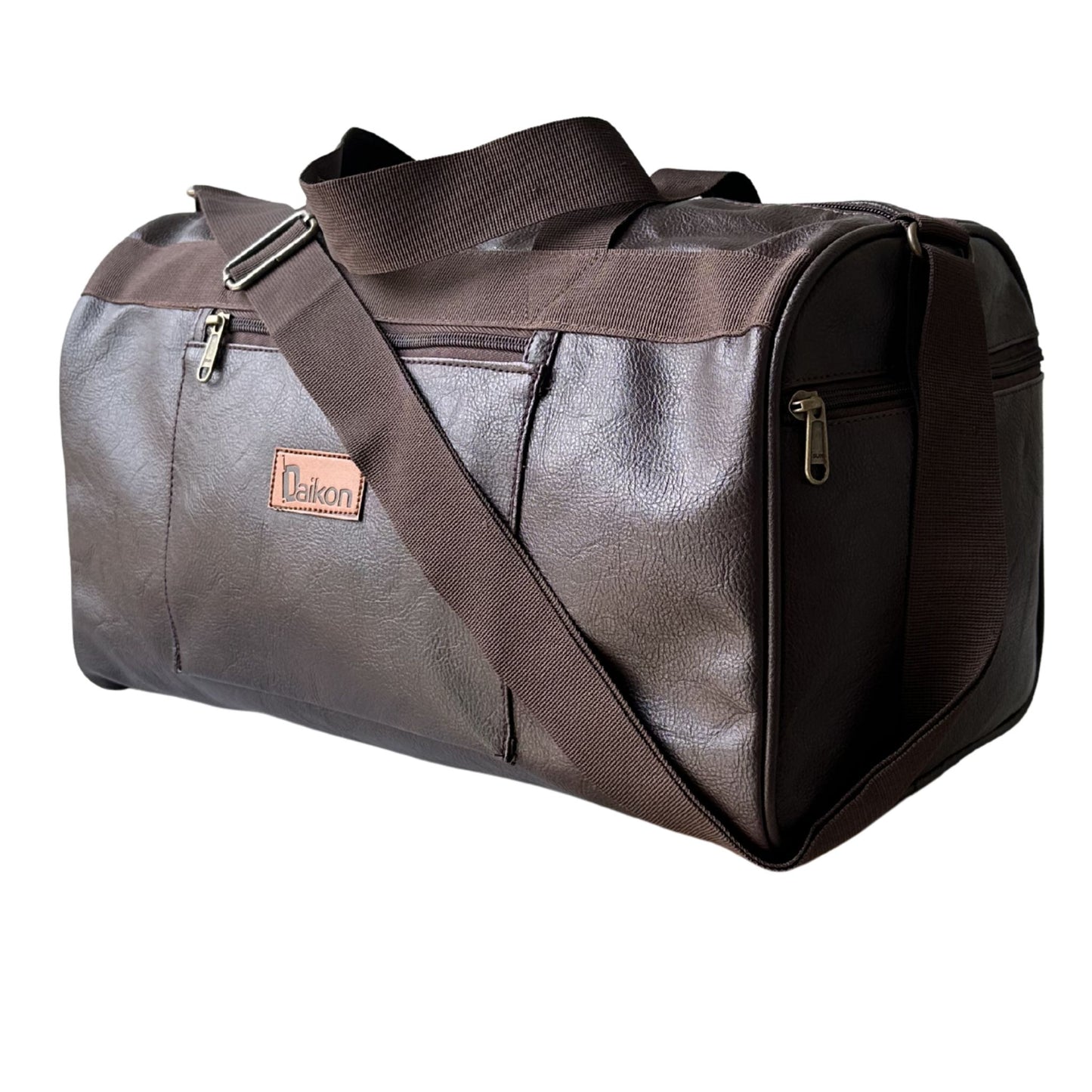Daikon Black PU Leather Duffle Bag, Gym Bag