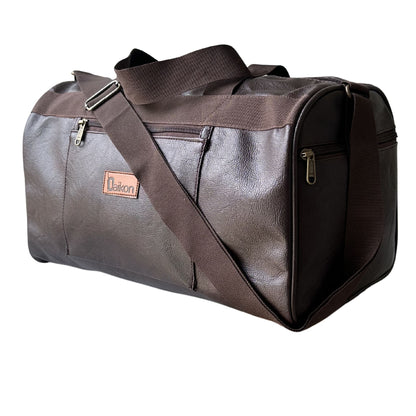 Daikon Black PU Leather Duffle Bag, Gym Bag