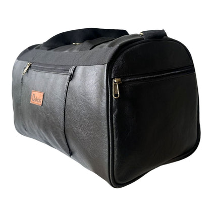 Daikon Black PU Leather Duffle Bag, Gym Bag