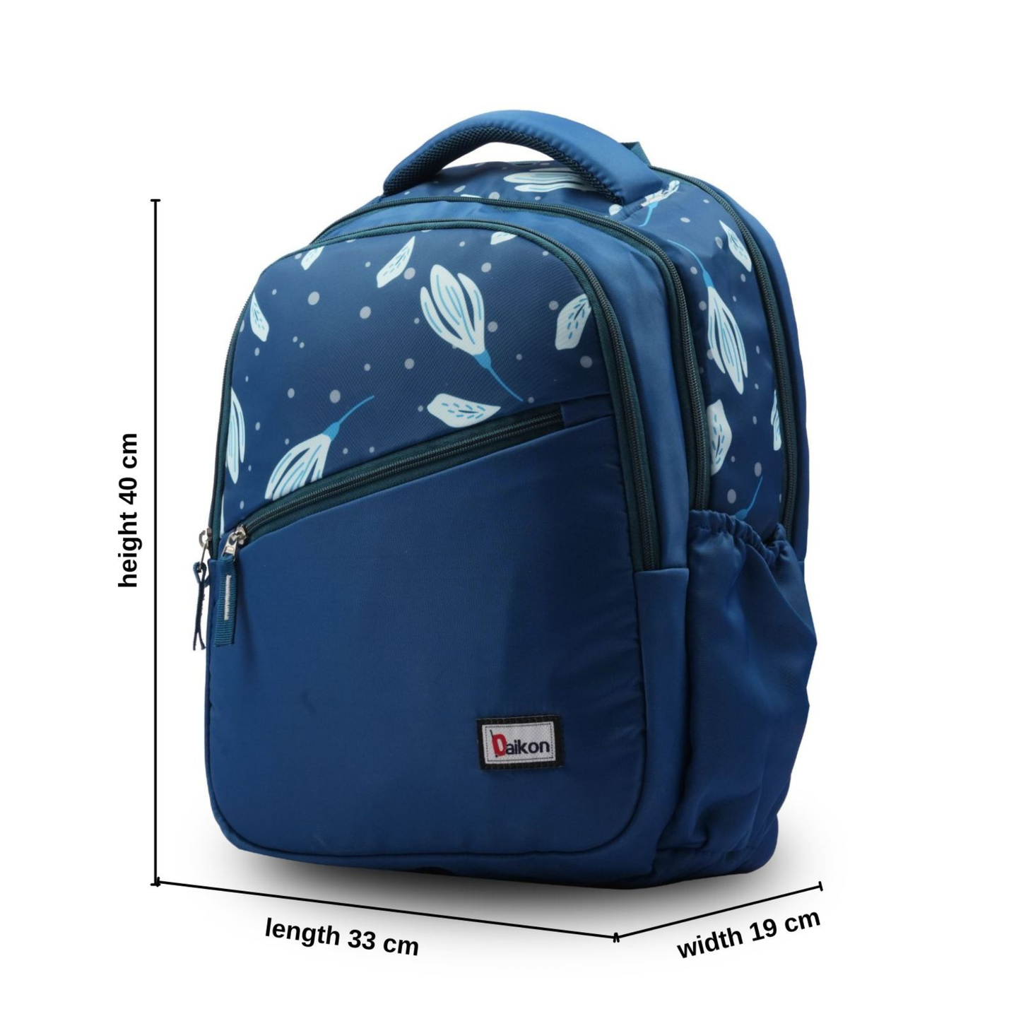 Daikon Backpack, Teal, Floral Print, 40 x 33 x 19 cm, School Bag
