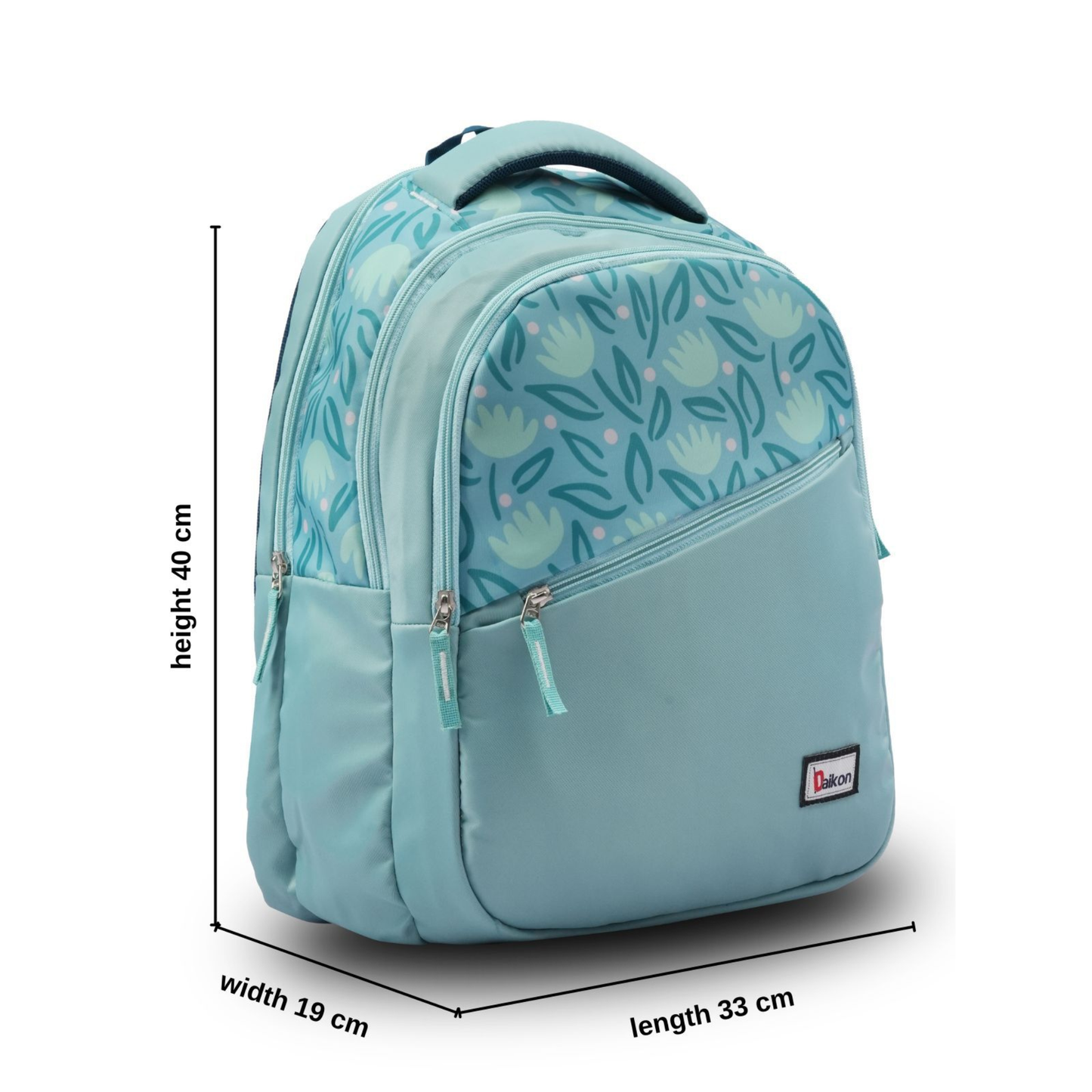 Daikon Backpack, Teal, Floral Print, 40 x 33 x 19 cm, School Bag