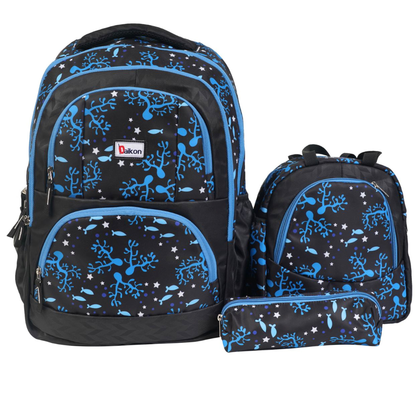 Daikon School Backpack with Lunch Bag and Pencil Pouch, Combo