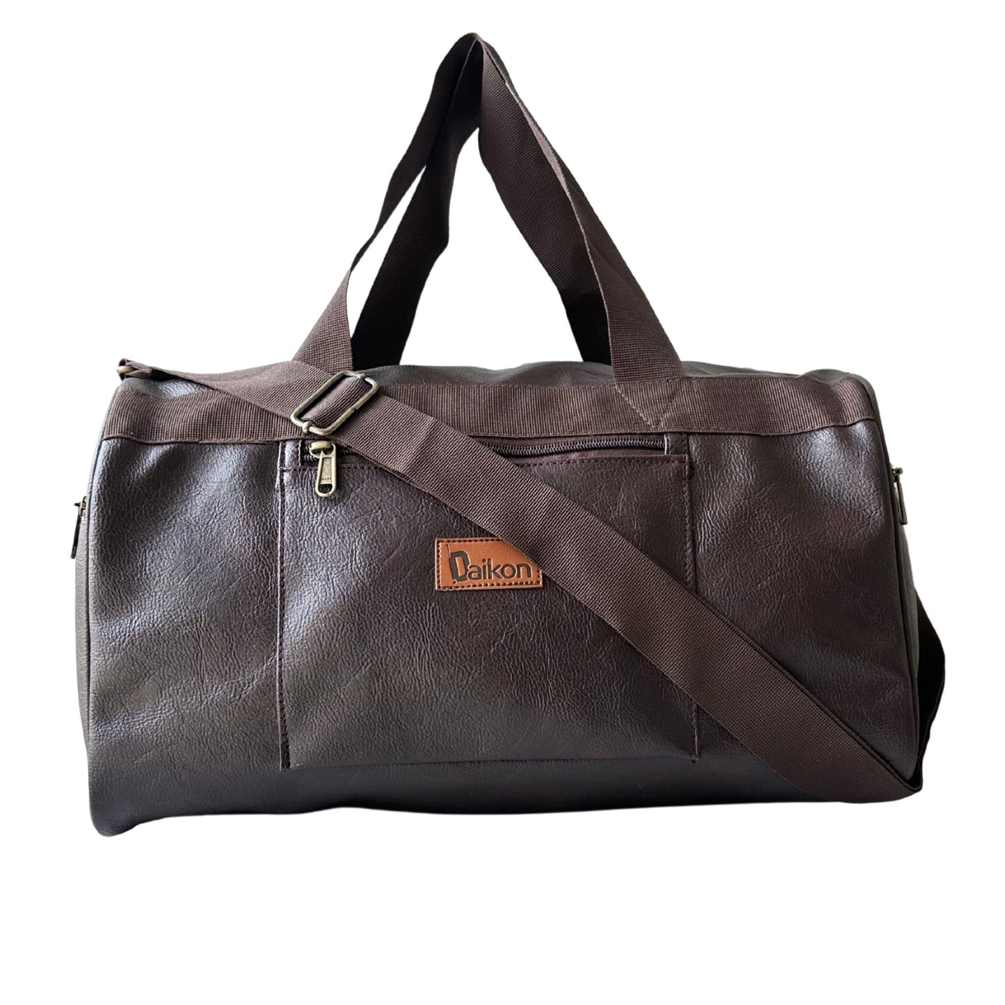 Daikon Black PU Leather Duffle Bag, Gym Bag
