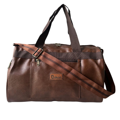 Daikon Black PU Leather Duffle Bag, Gym Bag