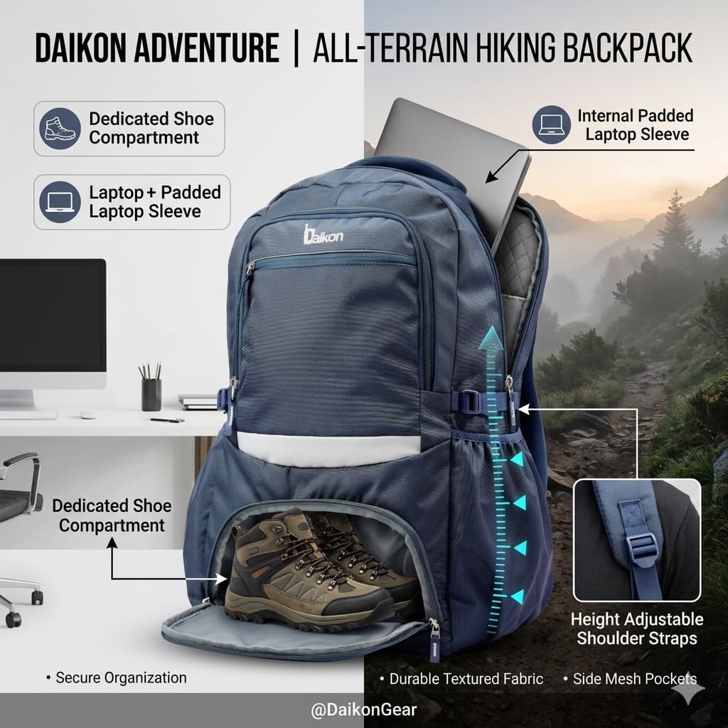 Daikon VELTRA Multipurpose Trekking Backpack, Blue&Grey