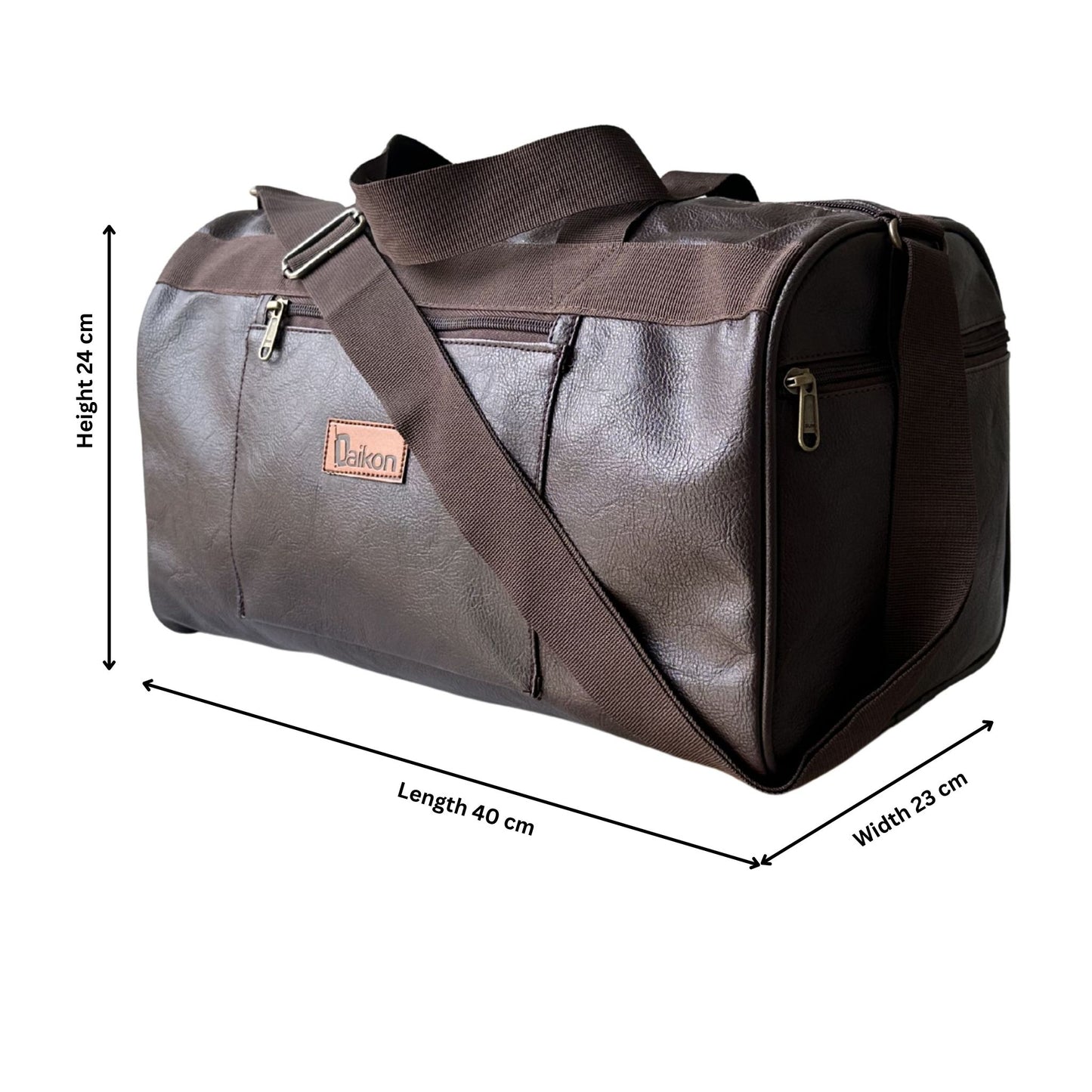 Daikon Black PU Leather Duffle Bag, Gym Bag