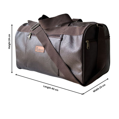 Daikon Black PU Leather Duffle Bag, Gym Bag