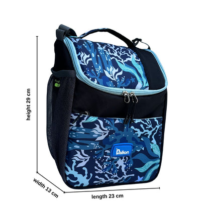 Daikon Insulated Lunch Bag, multi Color Sailboat Print, with Shoulder Strap, Side Mesh Pocket, 29x23x13 cm