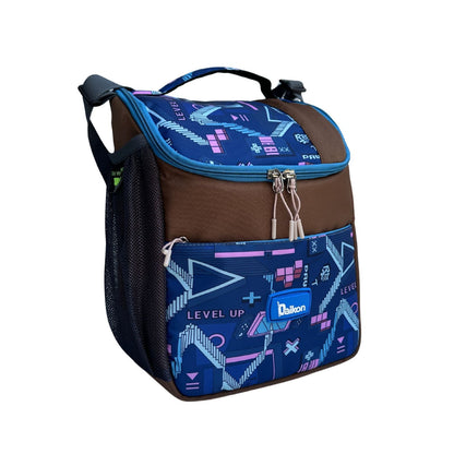 Daikon Insulated Lunch Bag, multi Color Sailboat Print, with Shoulder Strap, Side Mesh Pocket, 29x23x13 cm