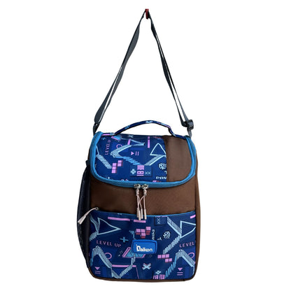Daikon Insulated Lunch Bag, multi Color Sailboat Print, with Shoulder Strap, Side Mesh Pocket, 29x23x13 cm