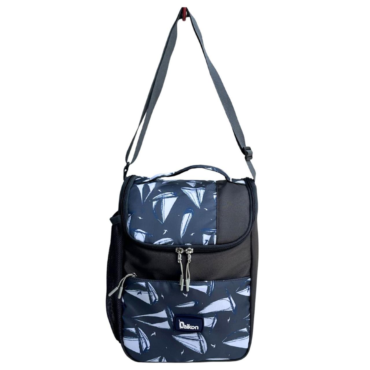 Daikon Insulated Lunch Bag, multi Color Sailboat Print, with Shoulder Strap, Side Mesh Pocket, 29x23x13 cm