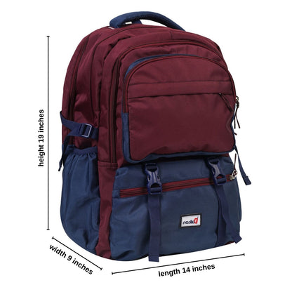 Daikon Large Backpack, Maroon and Navy Blue, Multi-Compartment, 48 x 35 x 24 cm, Travel and College Bag and School Bag